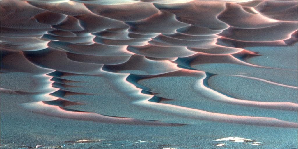 NASA image: Endurance Crater Dazzling Dunes false-color