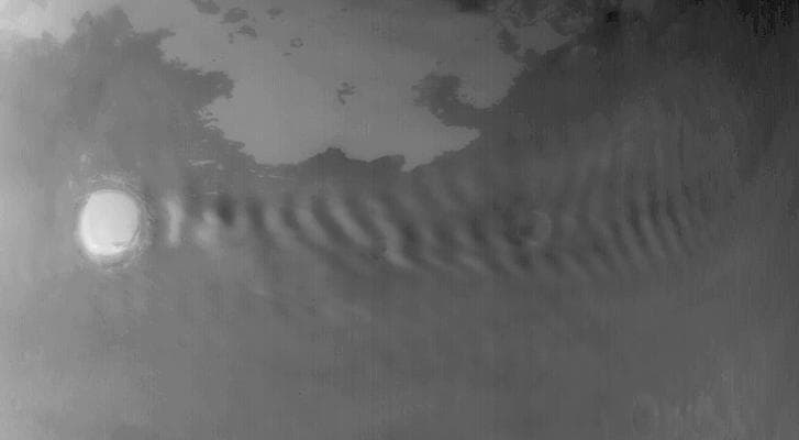 NASA image: Wave Clouds off Korolev