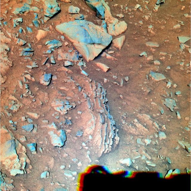 NASA image: Layered Outcrops in Gusev Crater False Color