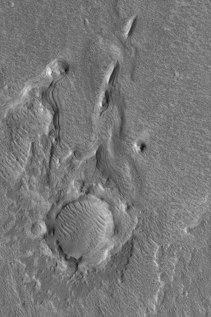 NASA image: Hypanis Layered Outcrop