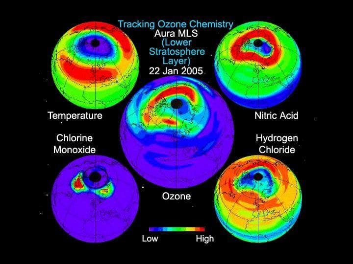Aura Microwave Limb Sounder Animation Illustrating the Interaction Between   Temperatures and Chemicals Involved in Ozone Destruction, 2004-2005 Arctic Winter