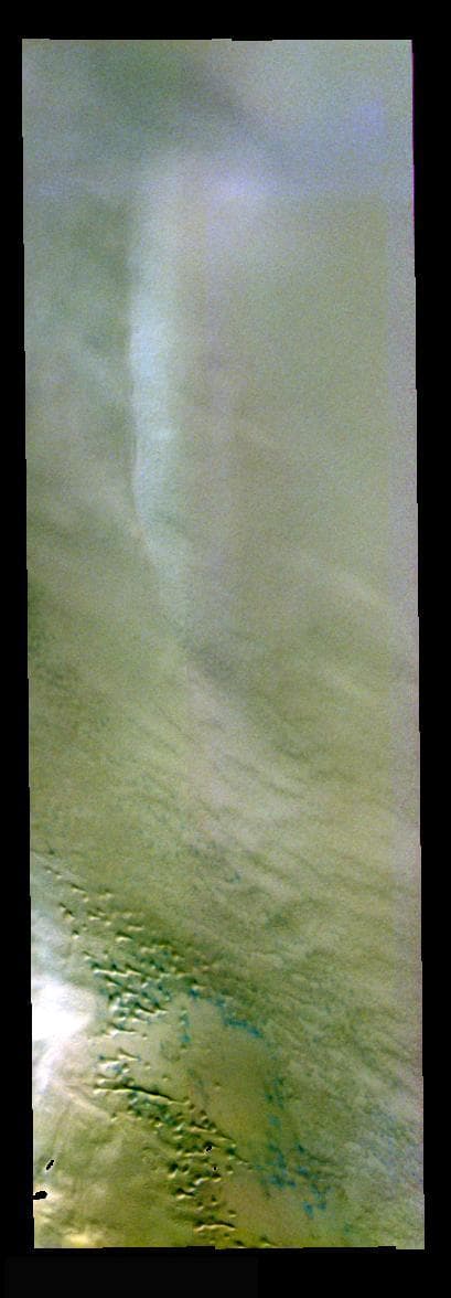 NASA image: Dunes and Clouds in False Color
