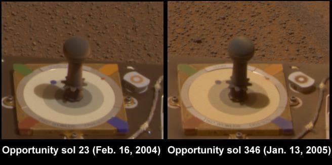 NASA image: Dust on Mars: Before and After Opportunity