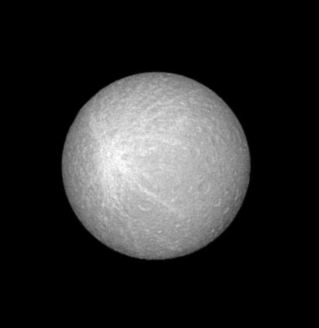 NASA image: Rhea Bright Blemish