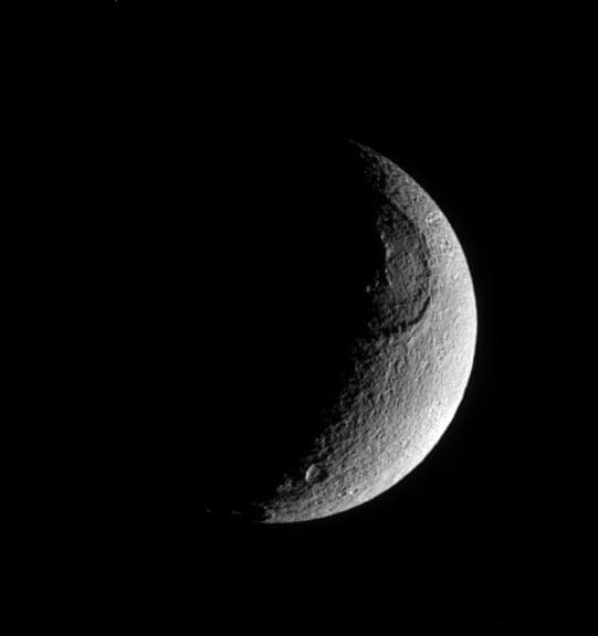 NASA image: Texture of Tethys