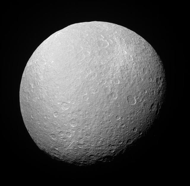 NASA image: Above Rhea South Pole