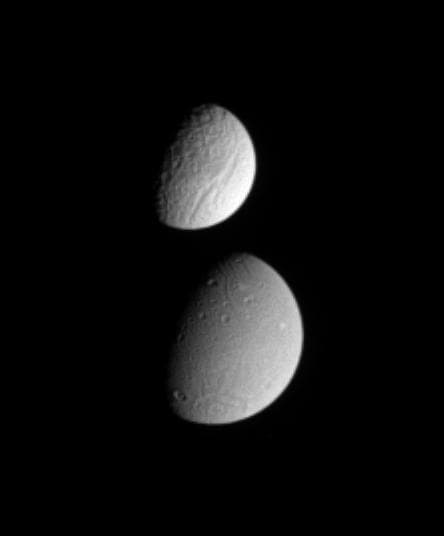 NASA image: Tethys Meets Dione
