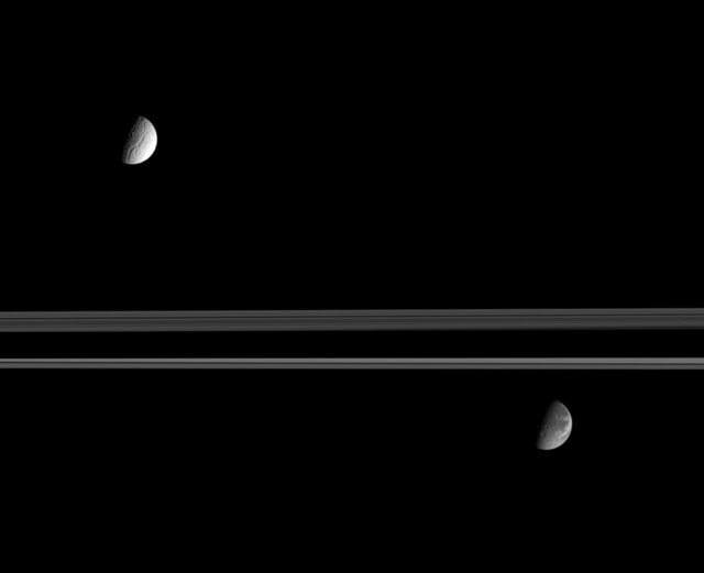 NASA image: Moons with Separate Paths