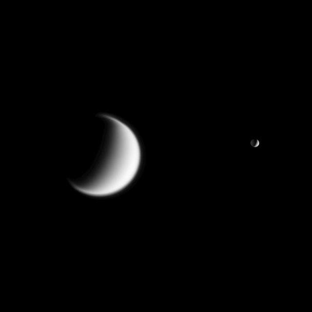 NASA image: Mimas...and Titan Beyond