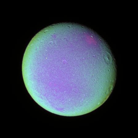 NASA image: Detail on Dione False color