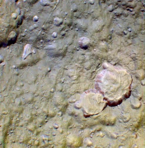 NASA image: Hi-Res on Tethys - False Color