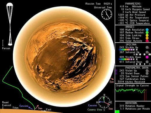 NASA image: Titan Descent Data Movie with Bells and Whistles