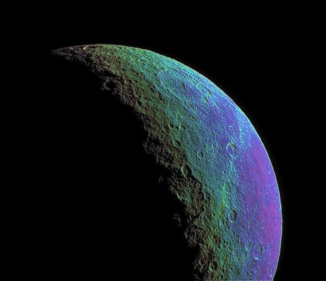 NASA image: Intense Color on Rhea