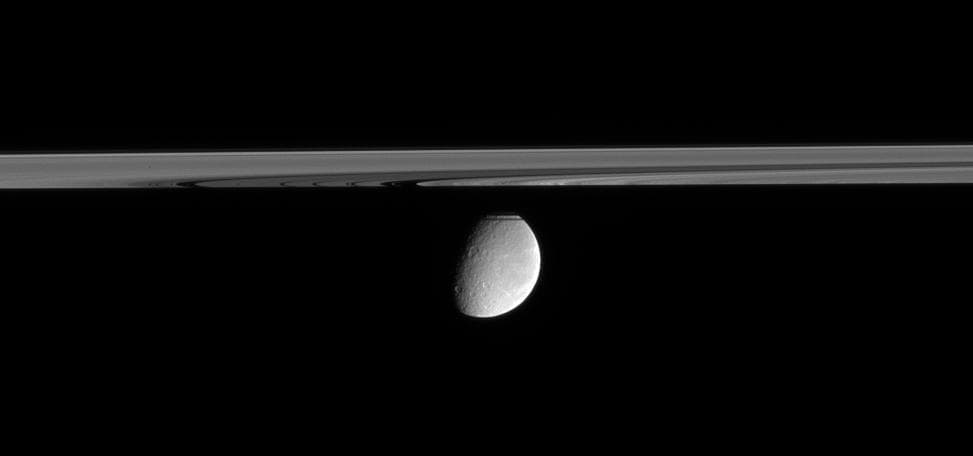 NASA image: Rhea Beyond the Rings