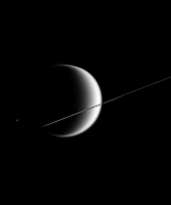 NASA image: Crescent Moon with Rings