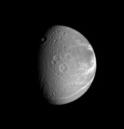 NASA image: Dione Creeping Canyons