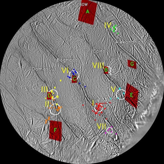 NASA image: Enceladus Jet Sources