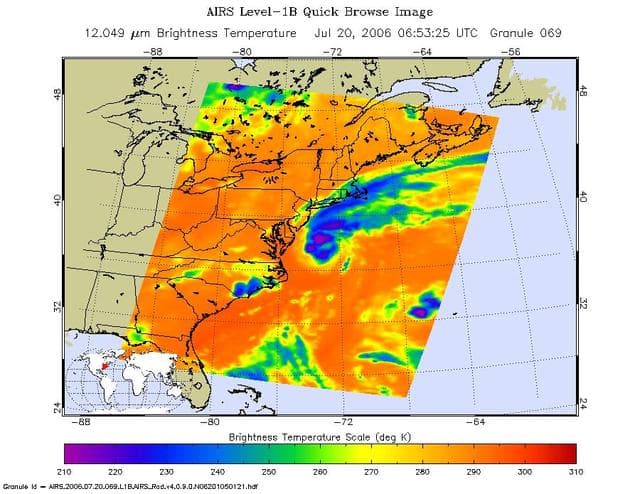 NASA image: Tropical Storm Beryl as Observed by NASA Spaceborne Atmospheric Infrared   Sounder AIRS