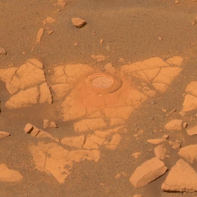 NASA image: Opportunity Takes a Last Look at Rock Exposure Before Heading to   Victoria Crater