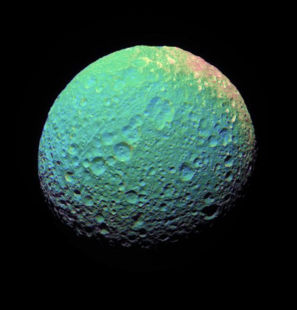 NASA image: Multicolor Mimas