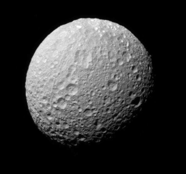 NASA image: Multicolor Mimas Monochrome View