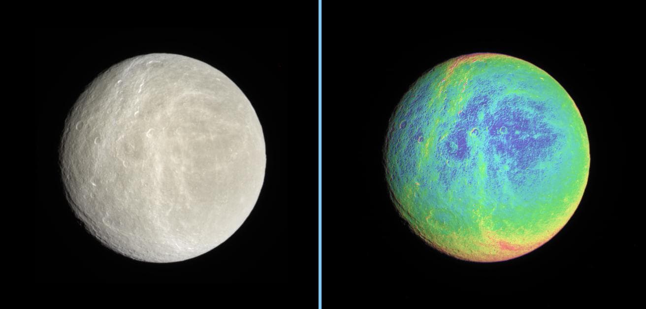 NASA image: Color Across Rhea