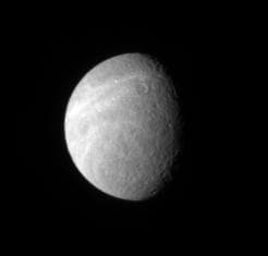 NASA image: Rhea Bright Wisps