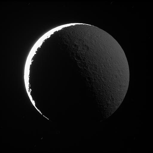 NASA image: Rhea in Saturnshine