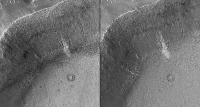NASA image: New Gully Deposit in a Crater in Terra Sirenum