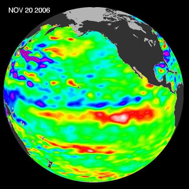 NASA image: Jason Celebrates 5th Anniversary as El Niño Builds, Warm Kelvin Wave Surges Toward South America
