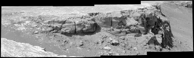 NASA image: View of Bottomless Bay on Rim of Victoria Altered Contrast