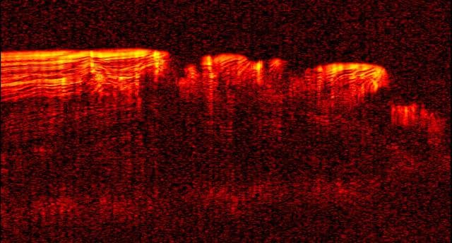 NASA image: Interpreting Radar View near Mars South Pole, Orbit 1334