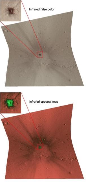 NASA image: A Fresh Crater Drills to Tharsis Bedrock