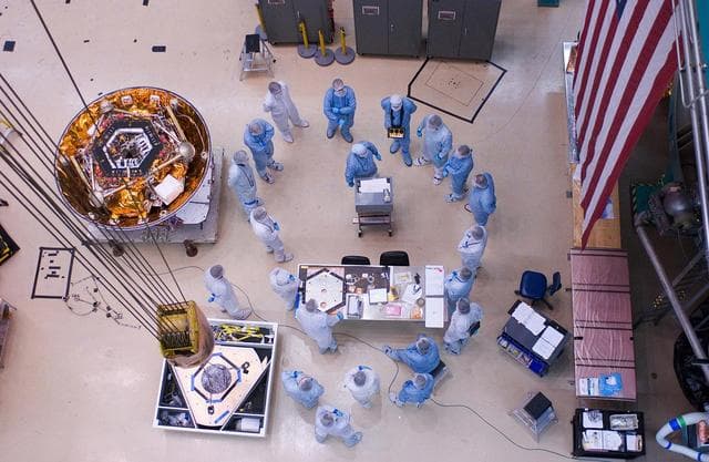 NASA image: Team Huddle Before Lifting Phoenix into Test Chamber