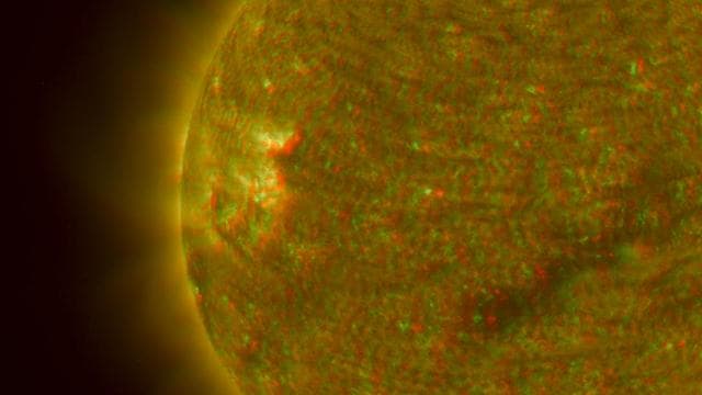 NASA image: Close-up View of an Active Region of the Sun, March 23, 2007 Anaglyph