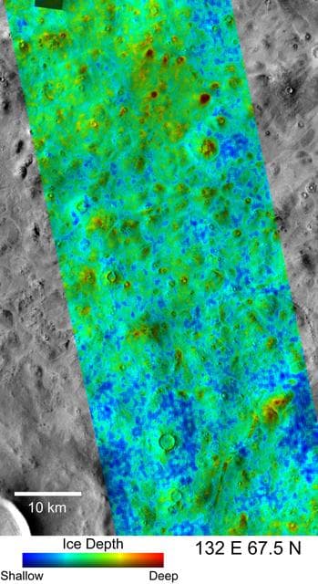 NASA image: Depth-to-Ice Map of an Arctic Site on Mars