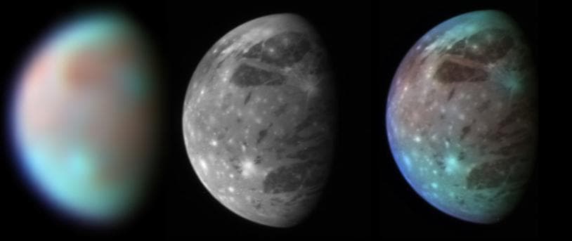 NASA image: Ganymede in Visible and Infrared Light