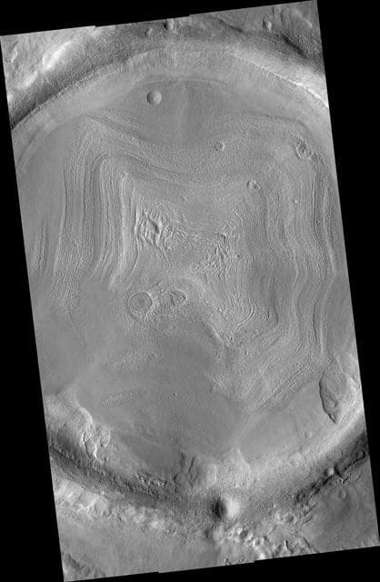 NASA image: Impact Crater Filled With Layered Deposits