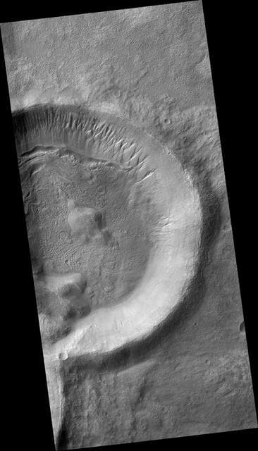 NASA image: Gullies on the Exterior Wall of a Crater