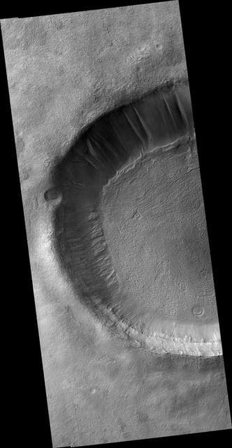 NASA image: Scarp and Channels in a Crater in Terra Cimmeria