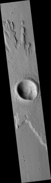 NASA image: Pedestal Crater in the Medusa Fossae Formation