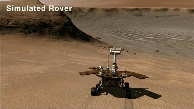 NASA image: Rolling into Victoria Crater Simulation