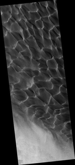NASA image: Sand Dunes in Rabe Crater