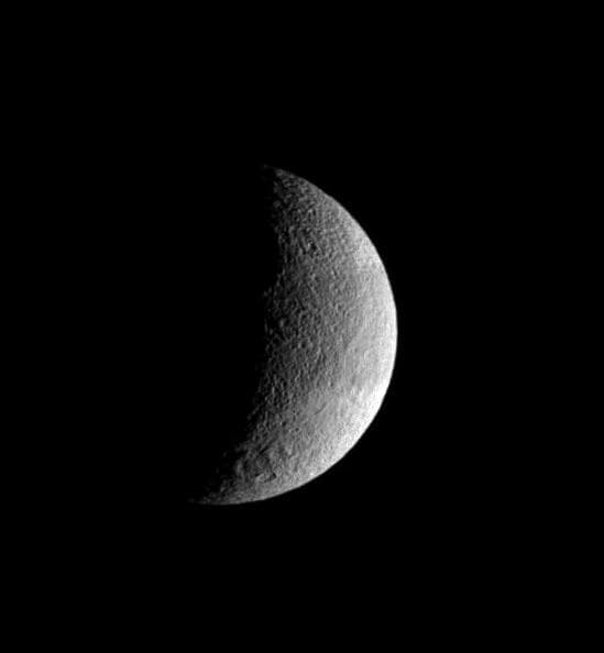 NASA image: Tethys Crescent