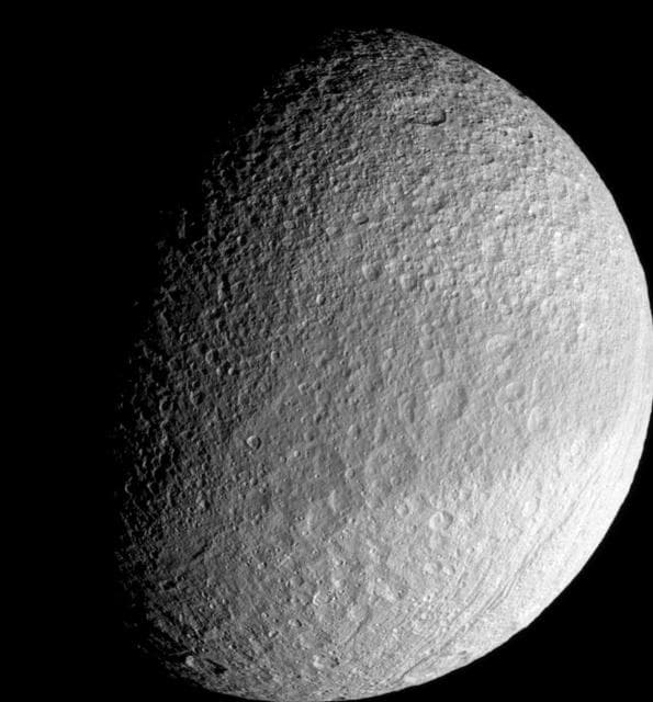 NASA image: Dark Belt of Tethys