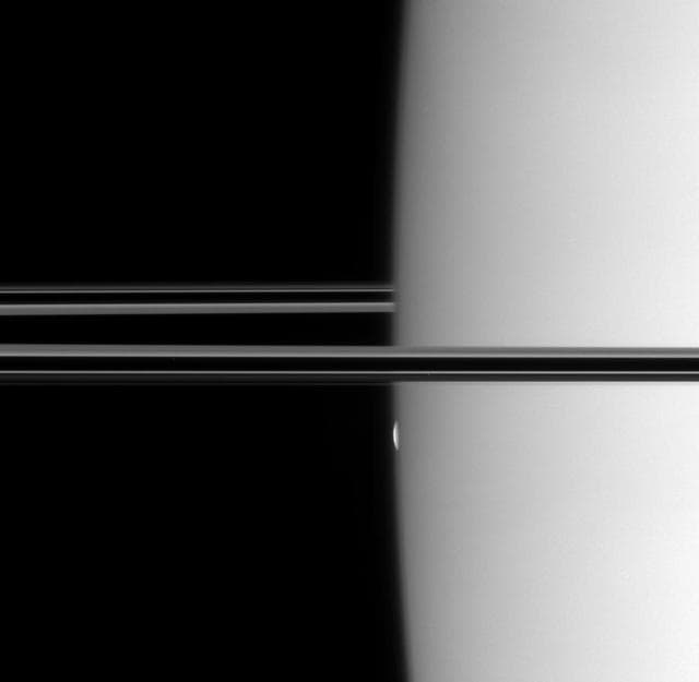 NASA image: Mimas Emerges