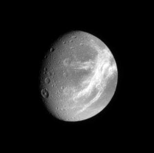 NASA image: Dione Fractured Face