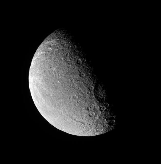 NASA image: North on Rhea