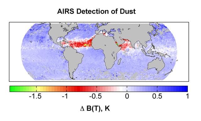 NASA image: AIRS Detection of Dust: Global Map for July 2003