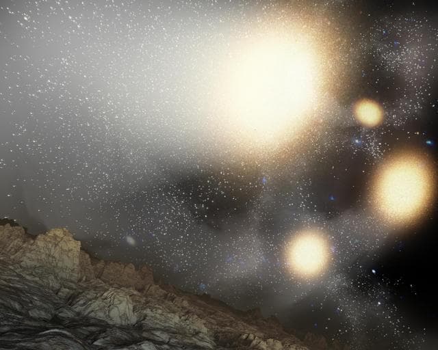 NASA image: Fantastic Four Galaxies with Planet Artist Concept